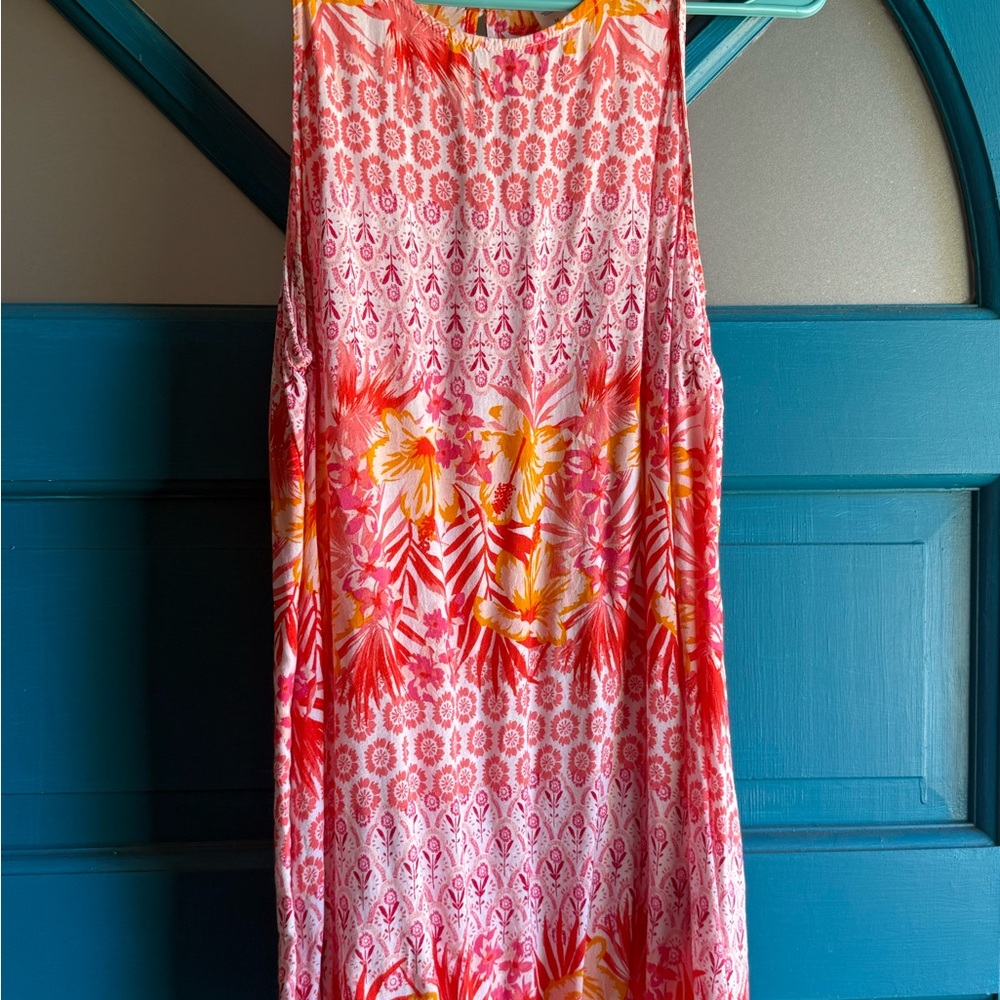 Old Navy Red and Yellow Floral Tank Top